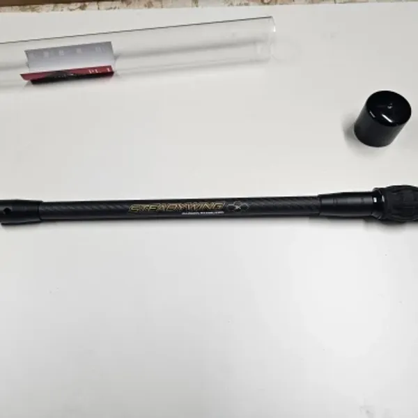 Verified buyer photo from Poland of the black carbon bow stabilizer with stainless counterweight